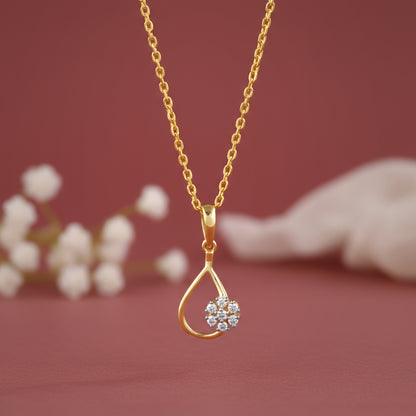 Gold Aqua Bloom Lab Grown Diamond Pendant