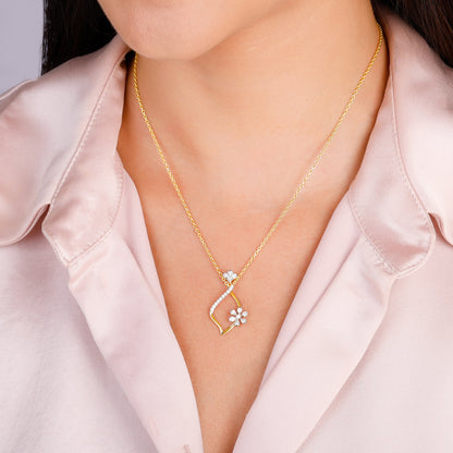 Gold Endless Floral Diamond Pendant