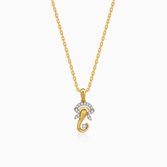 Gold Vighnaharta Spark Lab Grown Diamond Pendant