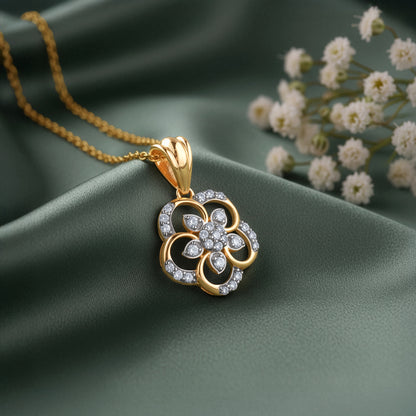 Gold Flower Glory Lab Grown Diamond Pendant