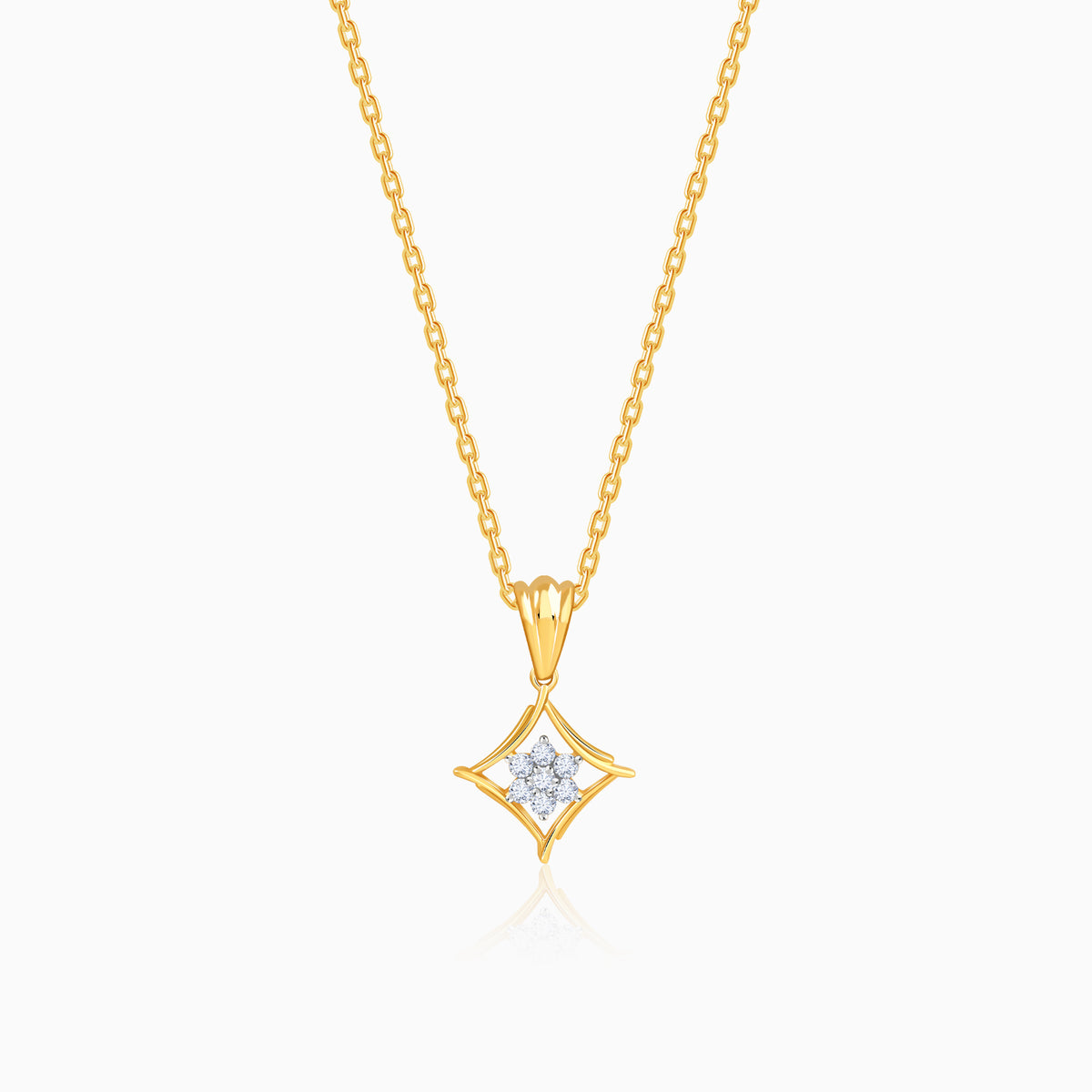 Gold Rhombus Floret Lab Grown Diamond Pendant