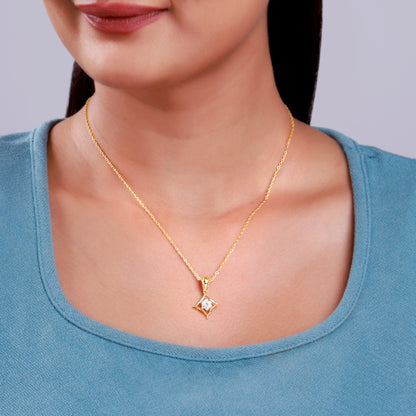Gold Rhombus Floret Lab Grown Diamond Pendant