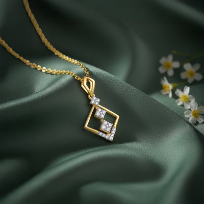 Gold Geometric Shine Lab Grown Diamond Pendant