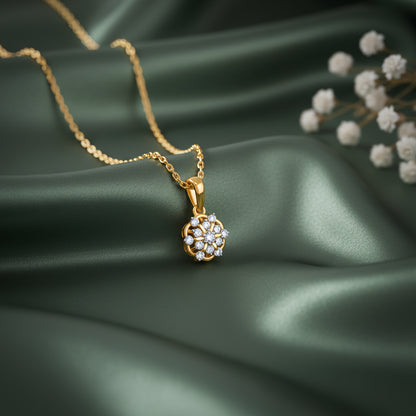 Gold Floral Aura Lab Grown Diamond Pendant