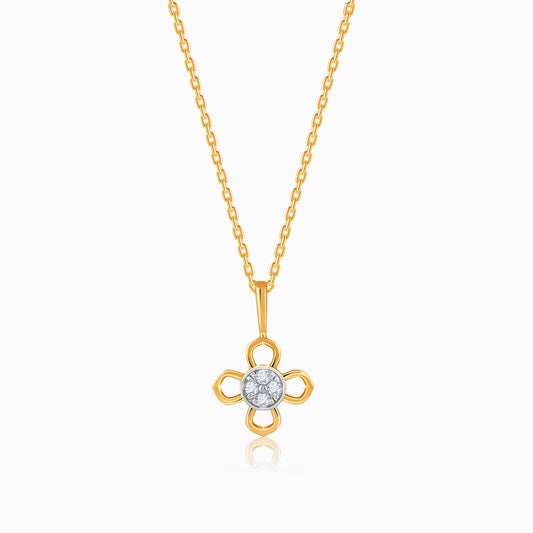 Gold Petal Halo Lab Grown Diamond Pendant