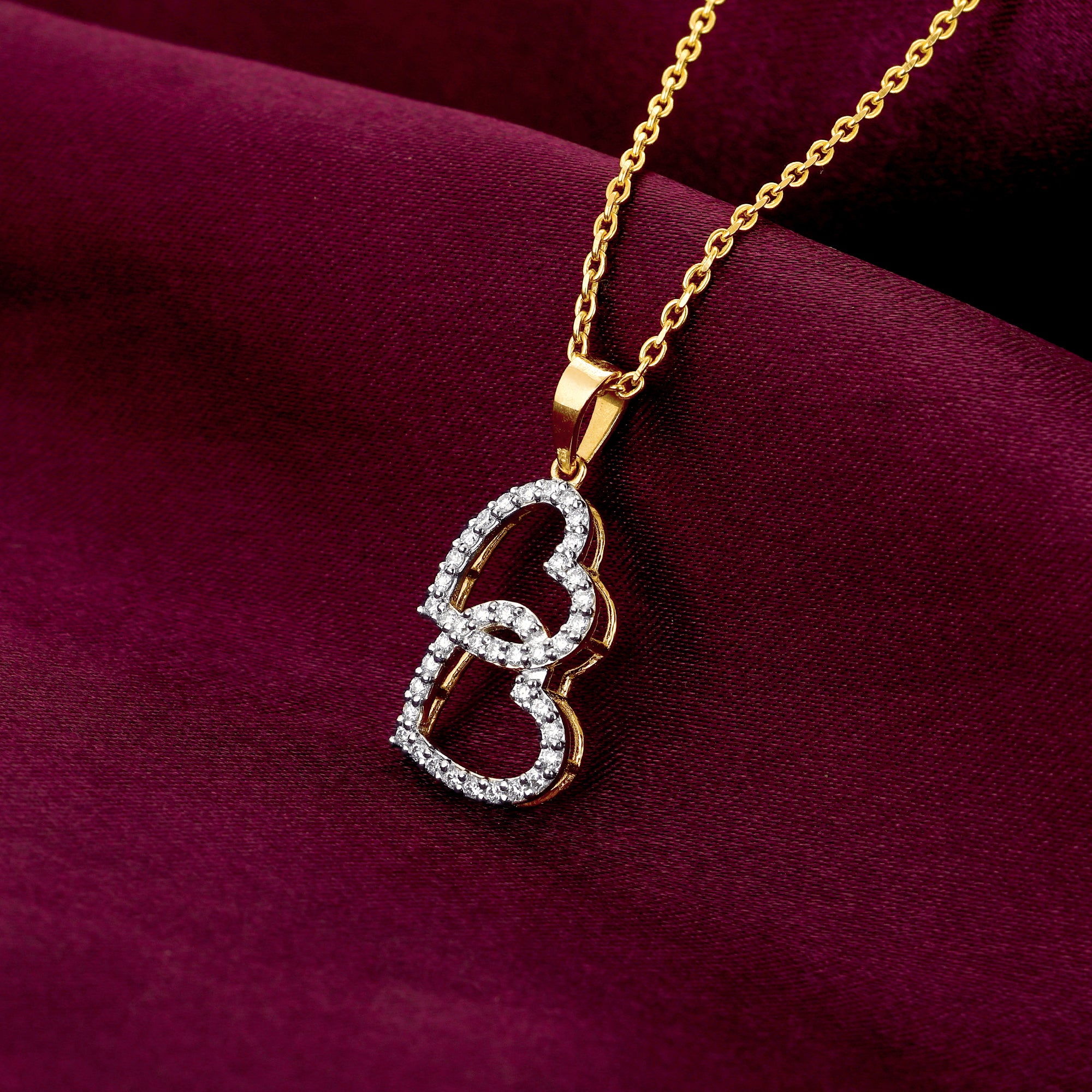 18ct White Gold Diamond Double Heart Necklace | Buy Online | Free Insured  UK Delivery
