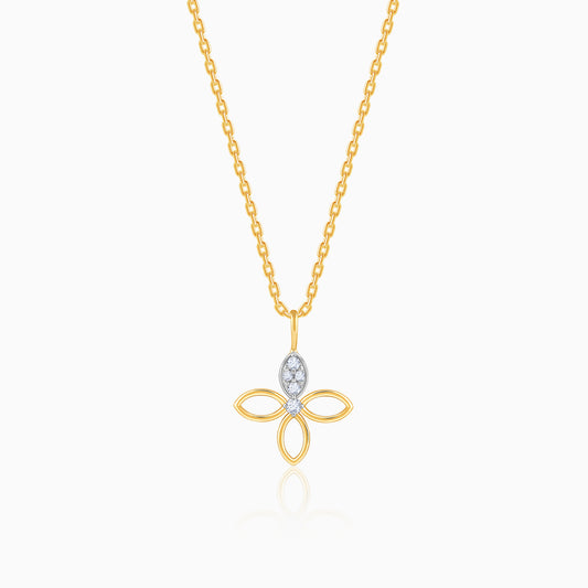 Gold Petal Sparkle Lab Grown Diamond Pendant