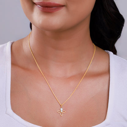 Gold Petal Sparkle Lab Grown Diamond Pendant