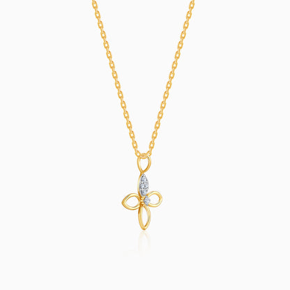 Gold Petal Sparkle Lab Grown Diamond Pendant