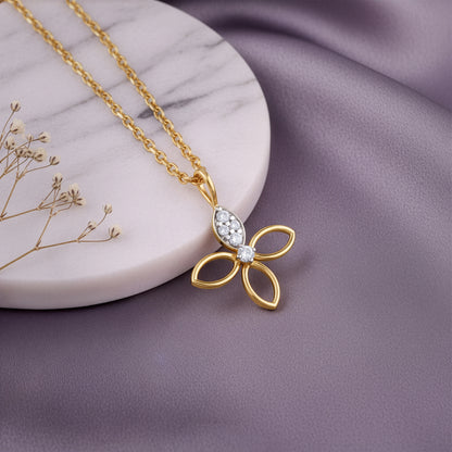 Gold Petal Sparkle Lab Grown Diamond Pendant