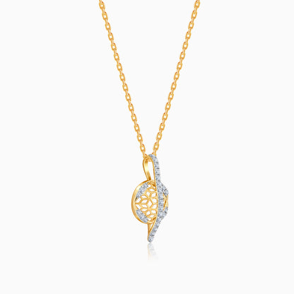 Gold Floral Charm Lab Grown Diamond Pendant