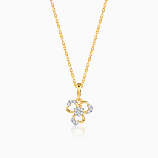 Gold Flora Rouge Lab Grown Diamond Pendant