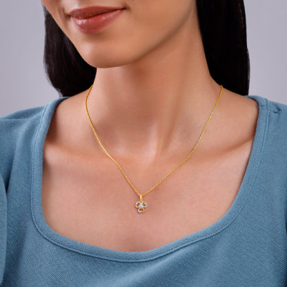Gold Flora Rouge Lab Grown Diamond Pendant