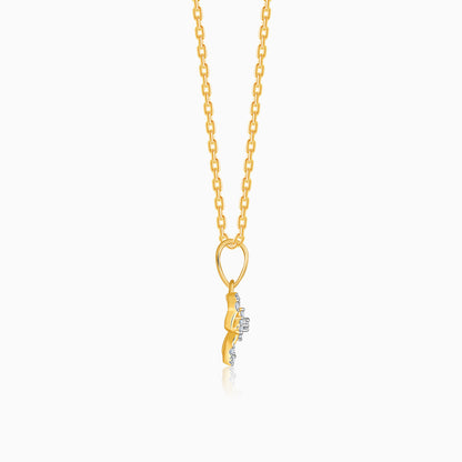 Gold Flora Rouge Lab Grown Diamond Pendant