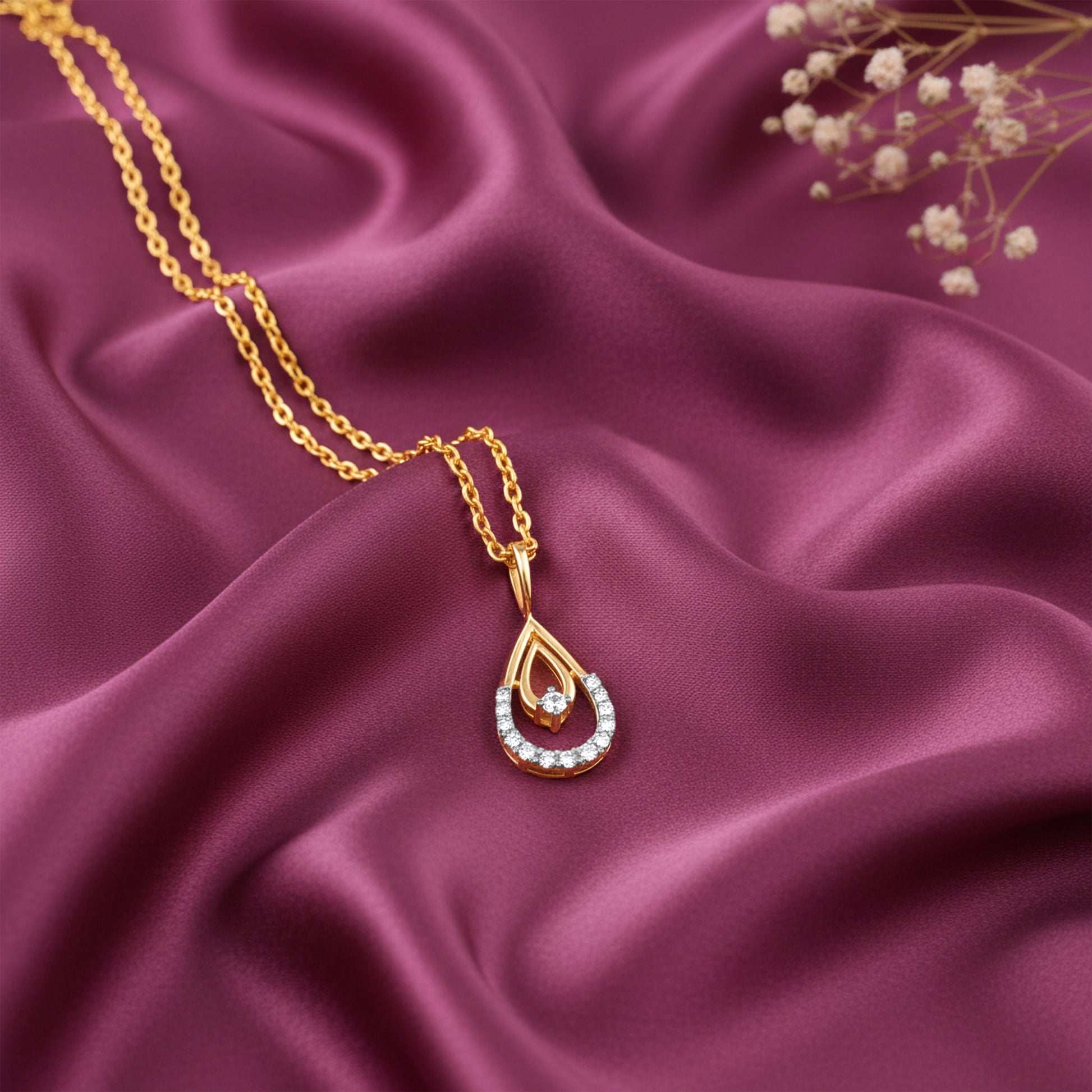 Gold Celeste Tear Lab grown Diamond Pendant