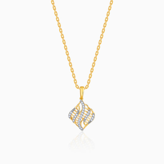 Gold Adoring Leaf Lab Grown Diamond Pendant