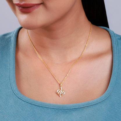 Gold Adoring Leaf Lab Grown Diamond Pendant