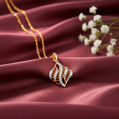 Gold Adoring Leaf Lab Grown Diamond Pendant