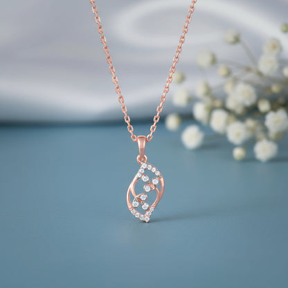 Rose Gold Leaf Glint Lab Grown Diamond Pendant