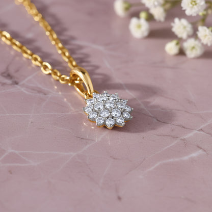 Gold Celestial Flower Lab Grown Diamond Pendant