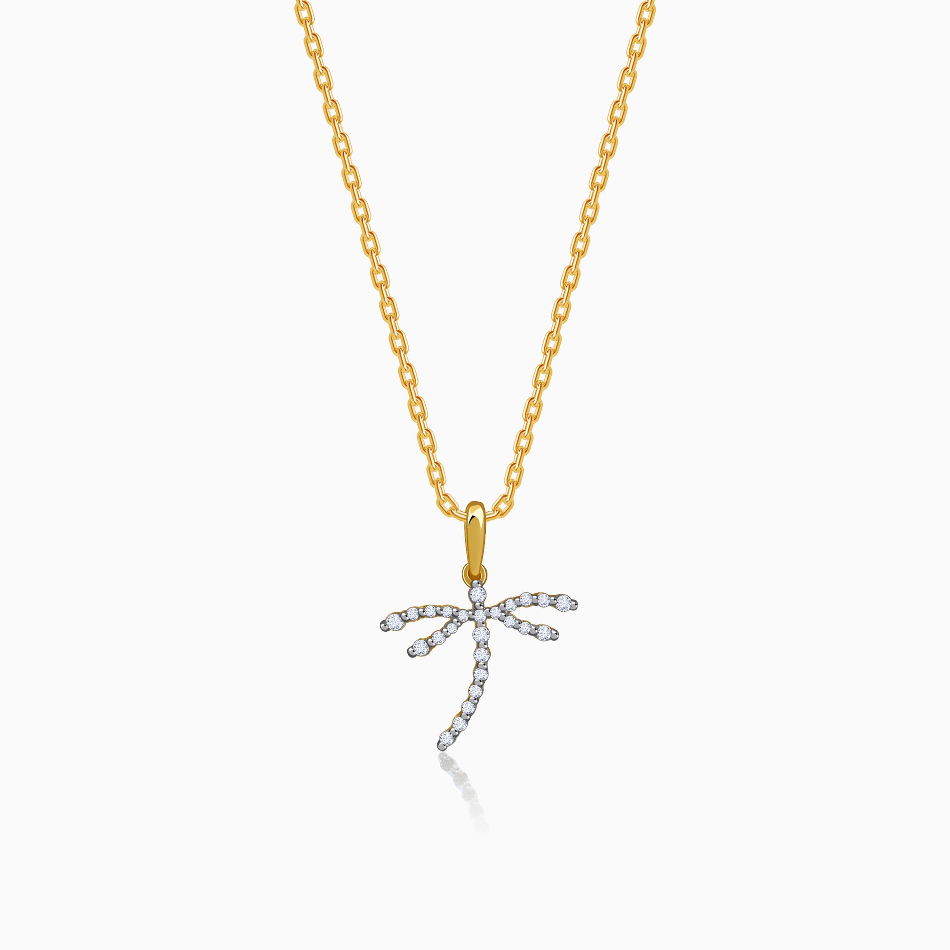 Gold Aurora Dragonfly Lab Grown Diamond Pendant
