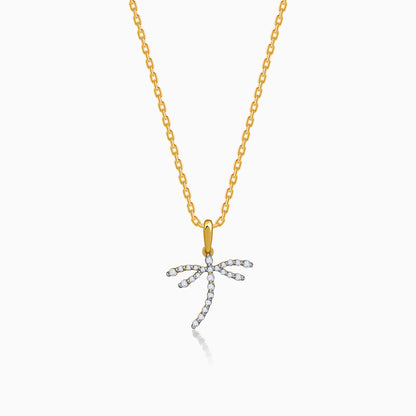 Gold Aurora Dragonfly Lab Grown Diamond Pendant