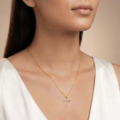 Gold Aurora Dragonfly Lab Grown Diamond Pendant