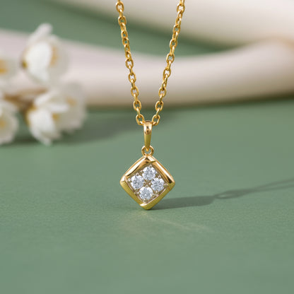 Gold Crystal Edge Lab Grown Diamond Pendant
