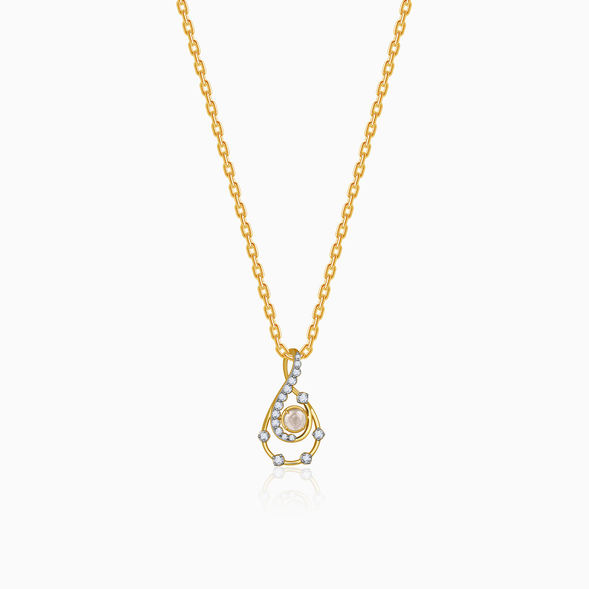 Gold Lustre Waves Lab Grown Diamond Pendant