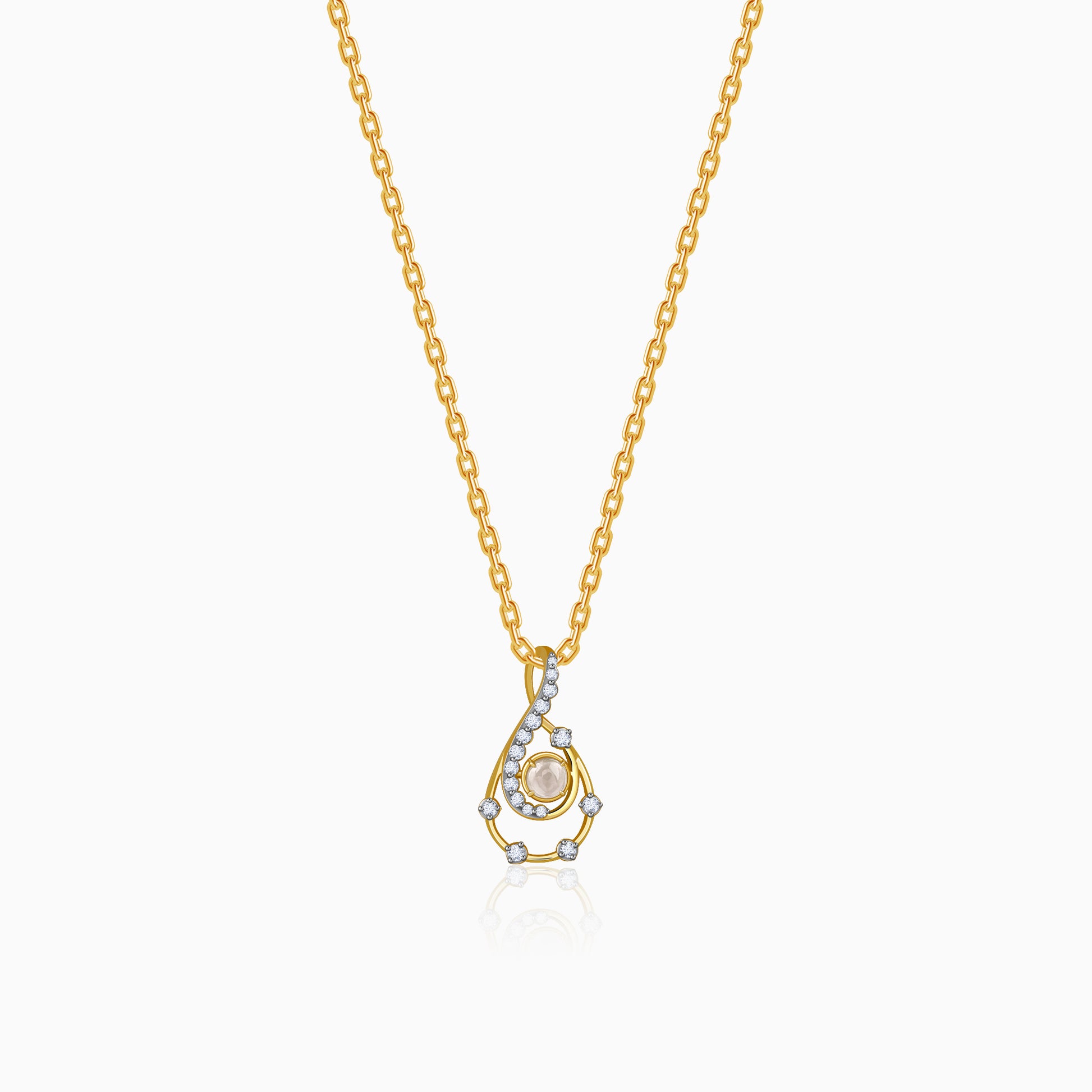 Gold Lustre Waves Lab Grown Diamond Pendant