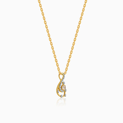 Gold Lustre Waves Lab Grown Diamond Pendant