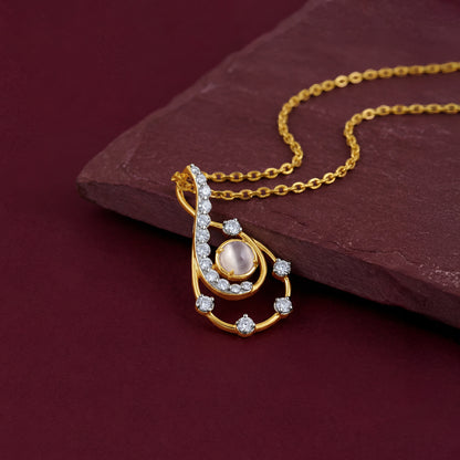 Gold Lustre Waves Lab Grown Diamond Pendant