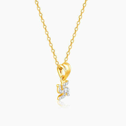 Gold Divine Swastik Diamond Pendant