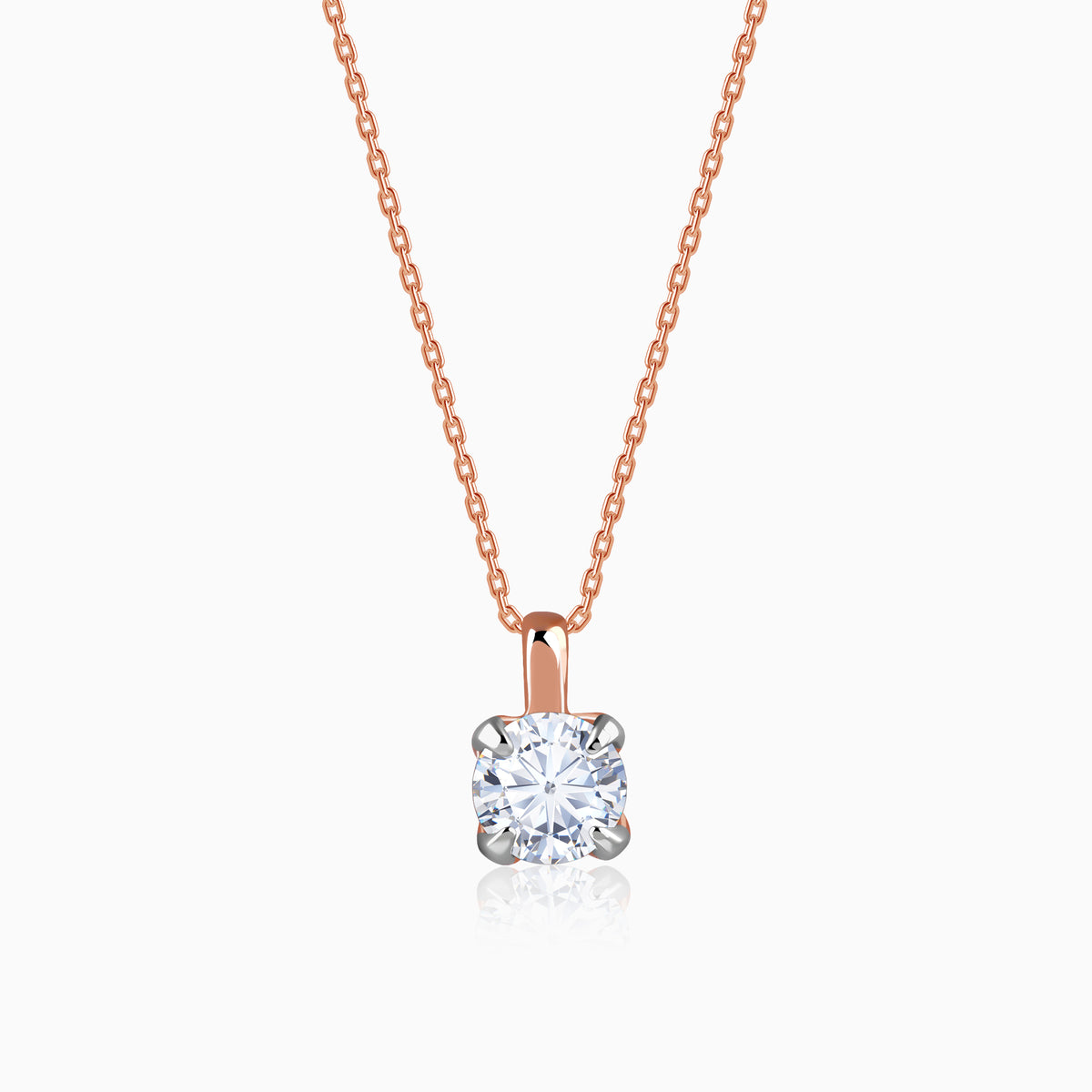 Rose Gold Aurora Gem Lab Grown Diamond Solitaire Pendant
