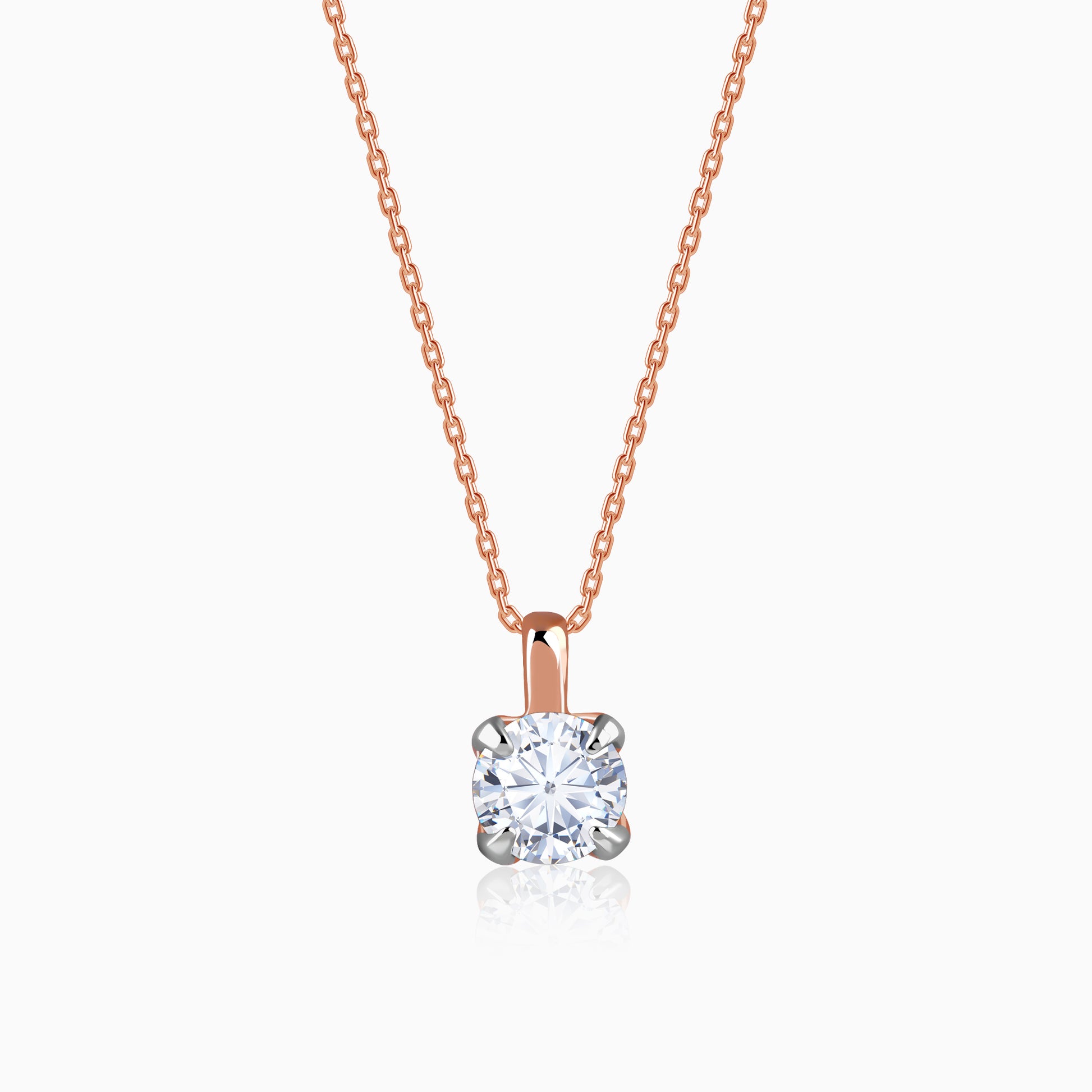 Rose Gold Aurora Gem Lab Grown Diamond Solitaire Pendant