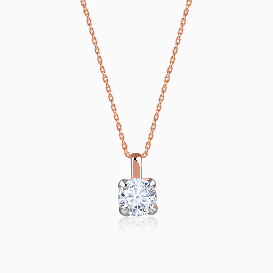 Rose Gold Aurora Gem Lab Grown Diamond Solitaire Pendant