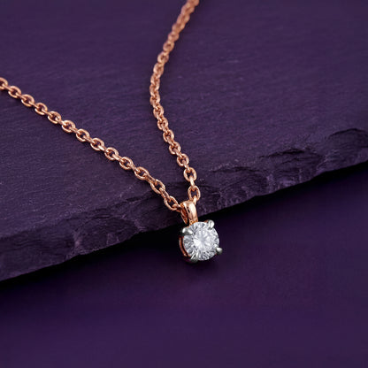 Rose Gold Aurora Gem Lab Grown Diamond Solitaire Pendant