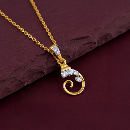 Gold Chaturbhuj Glow Lab Grown Diamond Pendant