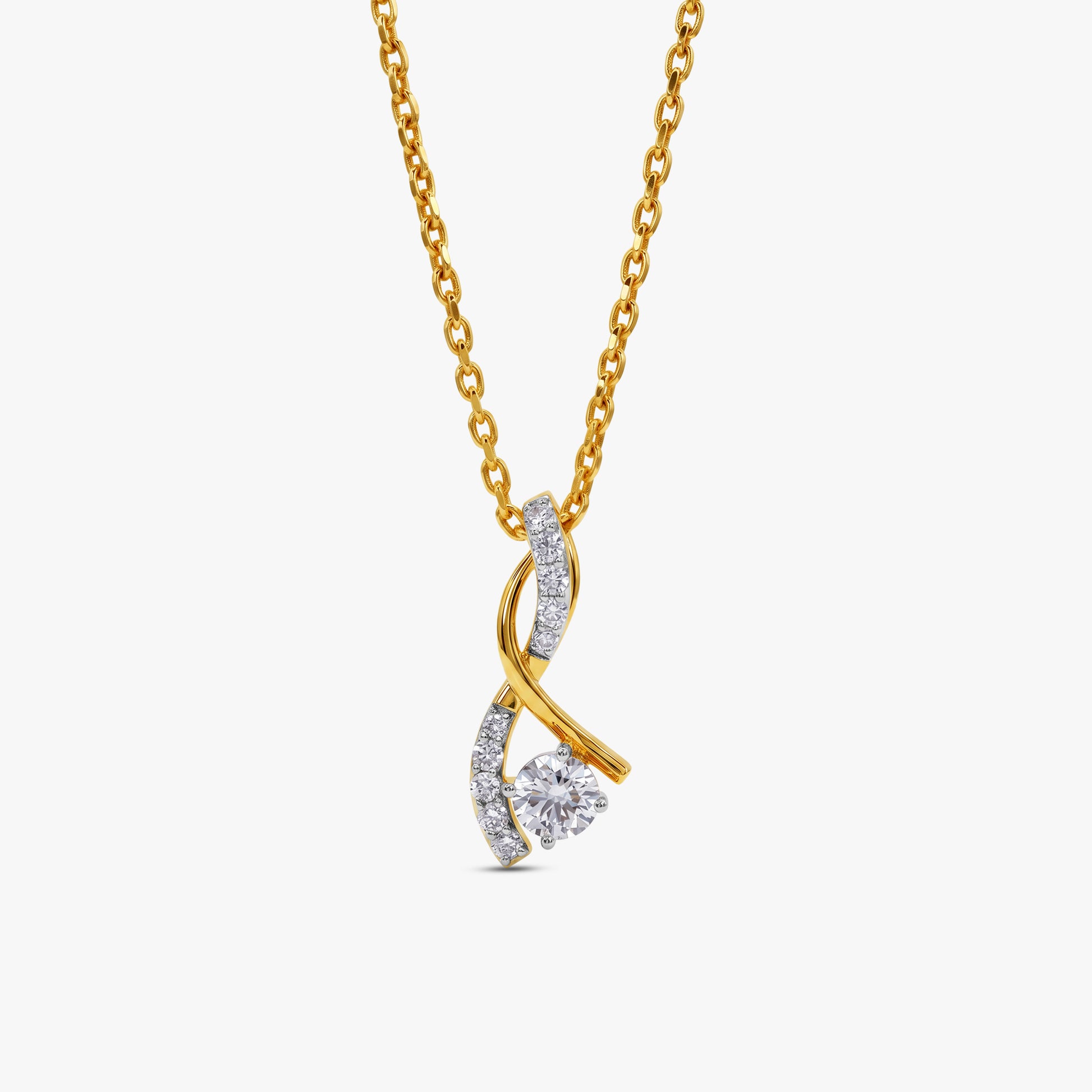 Gold Golden Sway Lab Grown Diamond Pendant