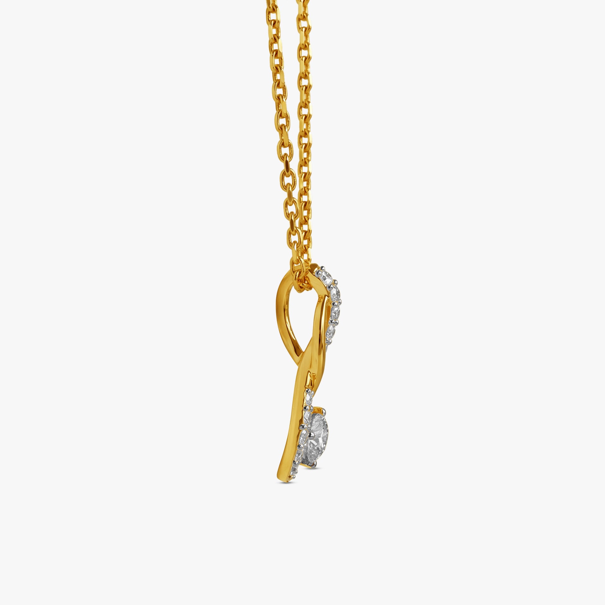 Gold Golden Sway Lab Grown Diamond Pendant