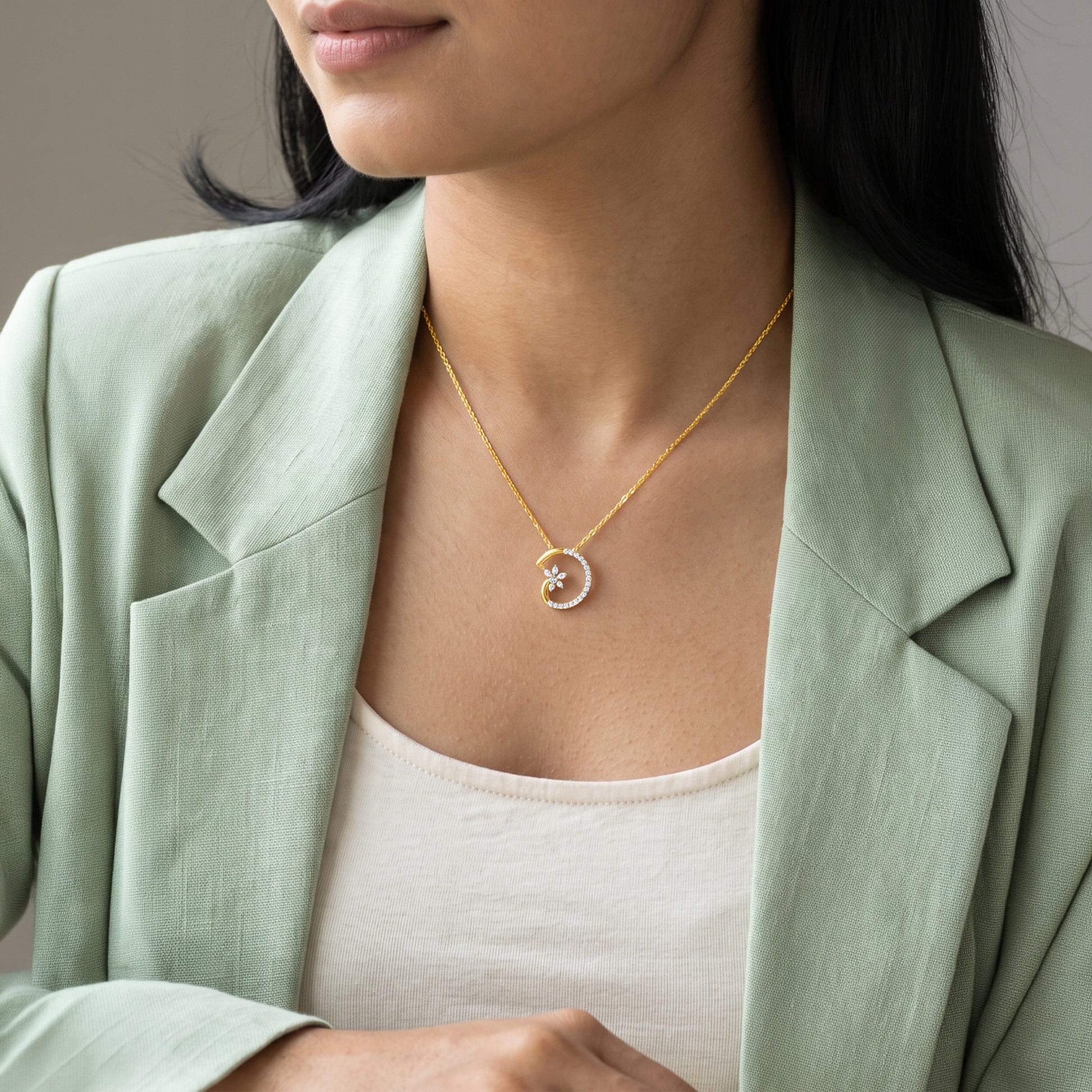 Gold Celestial Orbit Lab Grown Diamond Pendant