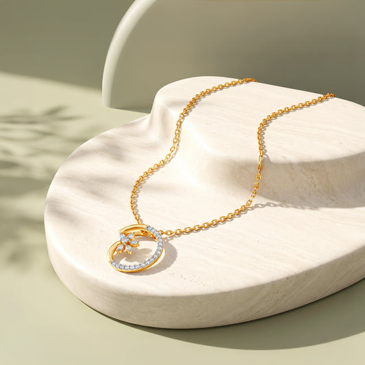 Gold Celestial Orbit Lab Grown Diamond Pendant