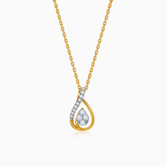 Gold Pear Within Lab Grown Diamond Pendant