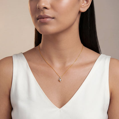 Gold Pear Within Lab Grown Diamond Pendant