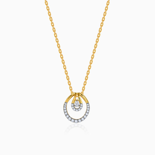 Gold Oval Aura Lab Grown Diamond Pendant