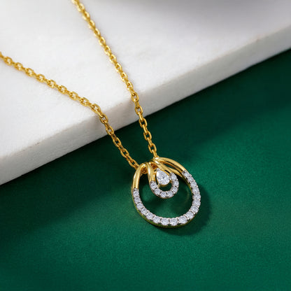 Gold Oval Aura Lab Grown Diamond Pendant