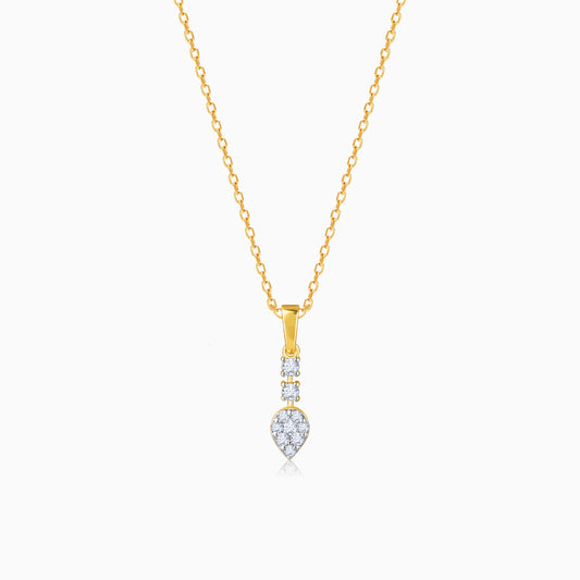 Gold Sparkling Raindrop Diamond Pendant