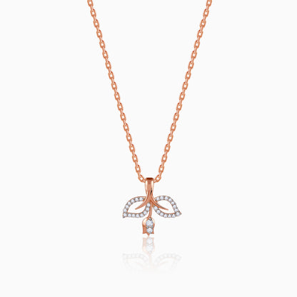 Rose Gold Leafline Rose Lab Grown Diamond Pendant