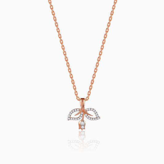 Rose Gold Leafline Rose Lab Grown Diamond Pendant