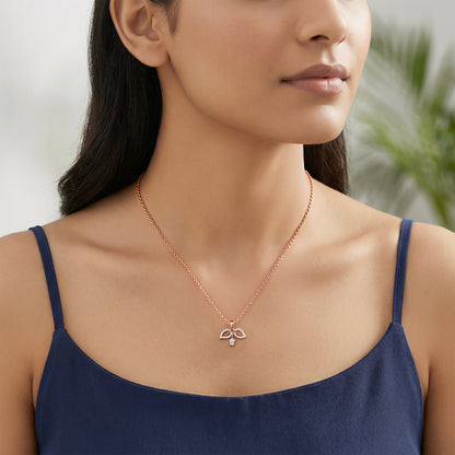 Rose Gold Leafline Rose Lab Grown Diamond Pendant